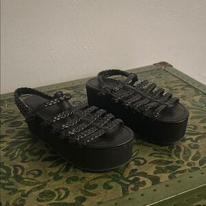 Urban Outfitters Black Platform Shoes with Edgy Studs